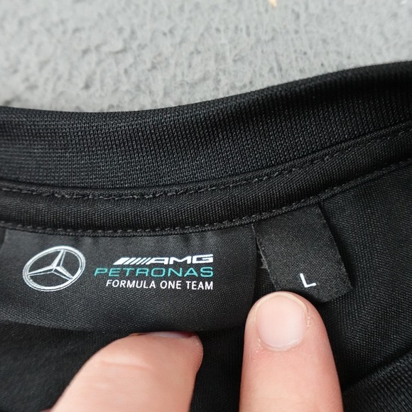 Mercedes AMG Petronas Shirt Mens Large Black Formula 1 Racing Team Sponsor Logos - Picture 2 of 2